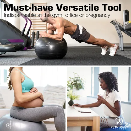 Vista 9 de ProBody Pilates Círculo mágico de 14 pulgadas y una pelota de yoga de 25.6 in con base y bandas (2 unidades) para estabilidad, barras, yoga