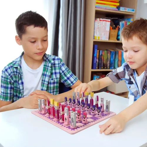 Vista 8 de TOYANDONA Juego de ajedrez de viaje 3 en 1, juguetes educativos de ajedrez con tablero para niños y adultos, juego de mini piezas de madera