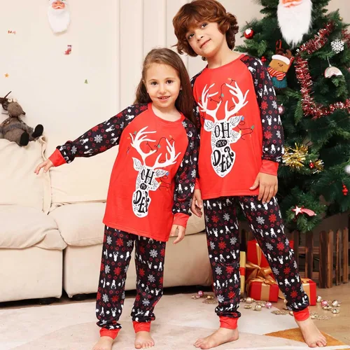 Vista 4 de Pijamas de Navidad para la familia, conjunto de pijamas a juego de Navidad con bonito estampado de muñeco de nieve, vacaciones, hogar, fiesta