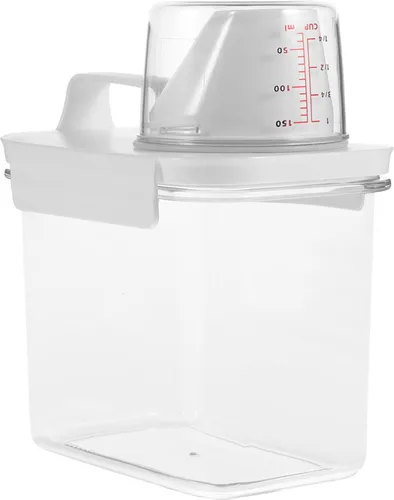 Vista 8 de jojofuny Dispensador con tapa Botellas de loción vacías Dispensador de líquido de lavandería Dispensador de polvo Perfumado Grano de lavandería