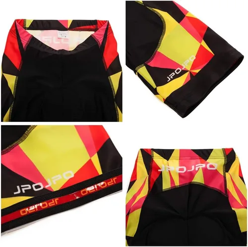 Vista 4 de Camiseta de ciclismo para mujer + pantalones cortos acolchados de manga corta para ciclismo, ropa de bicicleta