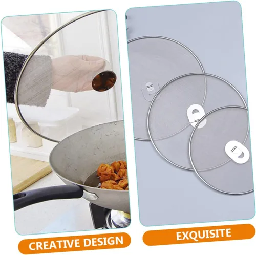 Vista 2 de 3 pantallas de salpicaduras de grasa de acero inoxidable, protectores contra salpicaduras de aceite para sartén, protector de cocina, malla fina