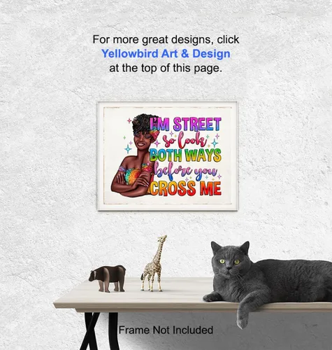 Vista 6 de funny Sayings African American Art - funny Quotes Wall Decor for Black Girl, Woman - Wall Art for Women, Bedroom, Bathroom, Living Room - Black
