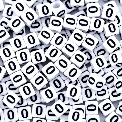 Vista 10 de 300 piezas de cuentas de número 0 redondas de 4x7mm, cuentas de número acrílico individual para hacer pulseras con dijes