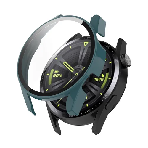 Vista 13 de AISPORTS Paquete de 2 fundas protectoras compatibles con Huawei Watch GT 3 de 1.811 in, carcasa rígida de policarbonato HD, película de vidrio negro
