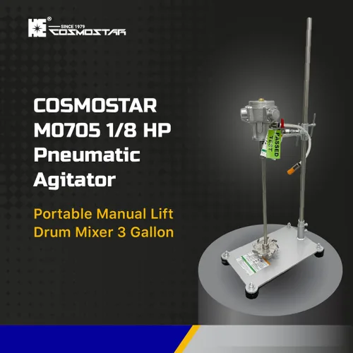 Vista 3 de COSMOSTAR 1/8 HP Agitador neumático portátil mezclador de tambor de elevación manual de 3 galones Máquina mezcladora de pintura de recubrimiento