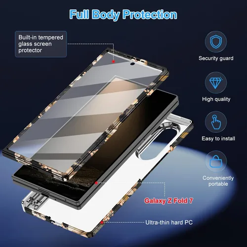 Vista 3 de Hekodonk Funda para Galaxy Z Fold 7, compatible con MagSafe, protector de pantalla integrado, protección de bisagra, magnética, delgada, a prueba