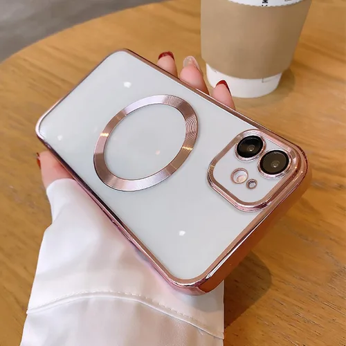 Vista 28 de Funda magnética transparente compatible con iPhone 11, lujosa funda MagSafe transparente a prueba de golpes con protector completo de lente
