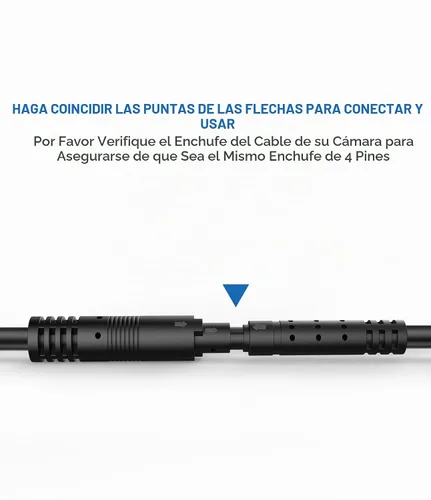Vista 3 de Cable de Extensión para Cámara de Respaldo de 4 Pines, (5 Pies 4P) Cobre Puro Blindaje Más Grueso Cable de Extensión de Cámara de Vista Trasera