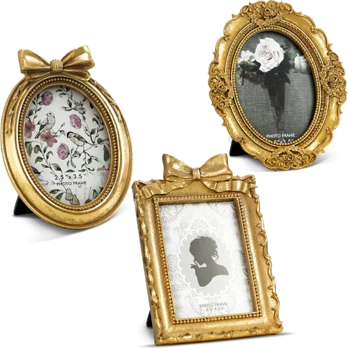 Vista 12 de Vicenpal 3 Pcs Tiny Vintage Ornate Picture Frames 2.5 x 3.5 Inch Black Gold Negro dorado