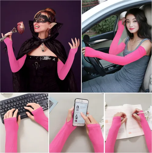 Vista 4 de Guantes Bellady para exteriores, manga larga, bloqueadores del sol, sin dedos para mujer