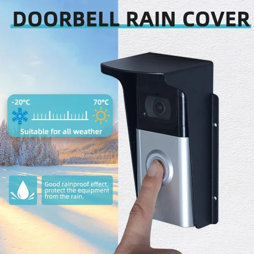 Vista 4 de Cubierta impermeable para timbre de puerta, protección antirreflejos, bloqueo de huellas dactilares, cubierta impermeable de metal negro