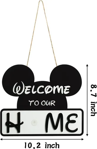 Vista 2 de SUPYFD 19 piezas de linda señal de bienvenida de ratón intercambiable de temporada para decoración de puerta delantera, señal de bienvenida a