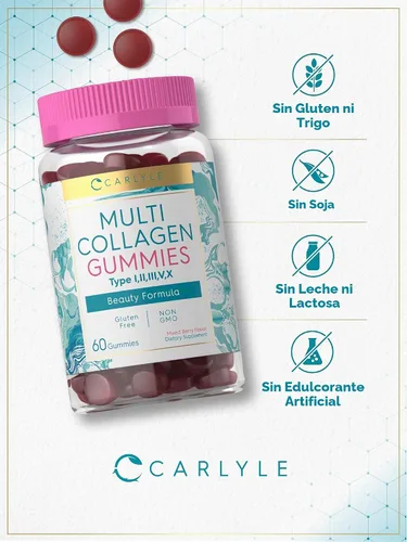 Vista 5 de Carlyle Gomitas de péptidos de colágeno 60 unidades Complejo