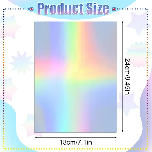 Vista 2 de 60 hojas de 9.5 x 7 pulgadas, tarjetas holográficas metálicas, con purpurina iridiscente, colores mezclados, tarjeta de papel reflectante brillante