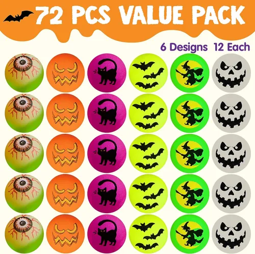 Vista 2 de JOYIN - 72 bolas hinchables de Halloween, bolas que brillan en la oscuridad, globos oculares para decoraciones de fiesta de Halloween, rellenos