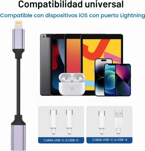 Vista 4 de TechMatte - Adaptador de cable USB C a Lightning macho, carga rápida PD de 27 W