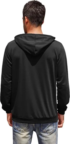 Vista 3 de COOFANDY Sudaderas con capucha para hombre, casual, ligera, de manga larga, atléticas, con bolsillo