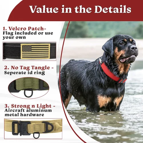 Vista 4 de Collar táctico para perro avanzado rosa con asa - Hebilla de metal resistente y ligera y acolchado de neopreno suave - Collar militar para perros