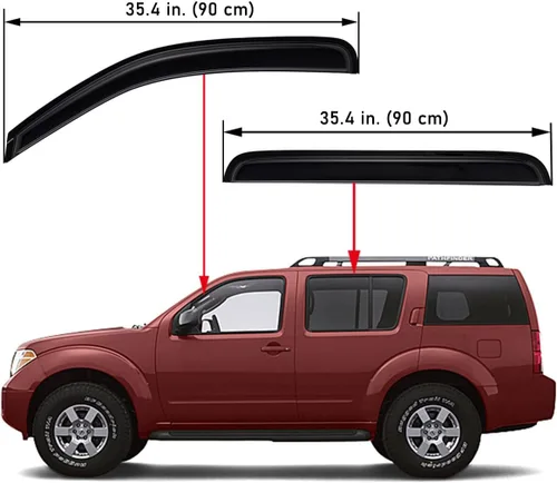 Vista 2 de Lightronic Visera de ventana de ventilación automática de montaje exterior extraduradera, se adapta a Nissan Pathfinder 2005-2012, protección UV