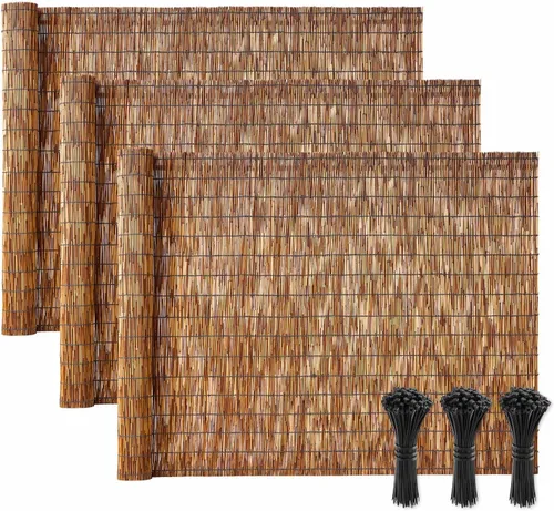 Vista 9 de VEVOR Rollo de Valla de Caña, 5.5x16.4 Pies de Cortina de Caña Natural, Panel de Privacidad de Bambú, Bloqueador de Sol, Valla Decorativa