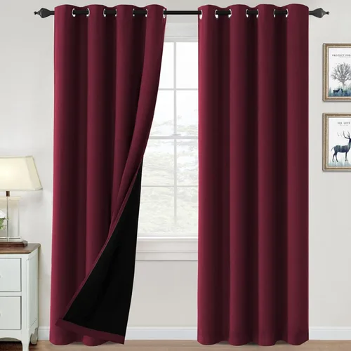 Vista 68 de H.VERSAILTEX Cortinas 100% de opacidad para dormitorio, con aislamiento térmico, cortinas opacas de 63 pulgadas de largo, cortinas de bloqueo