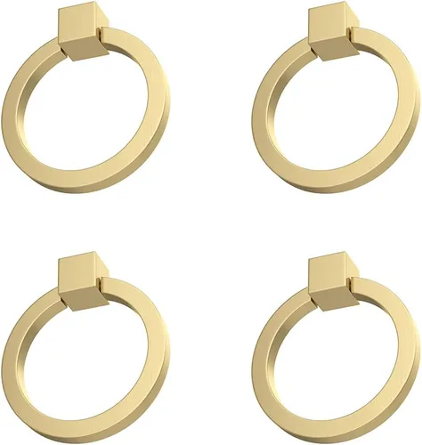 Vista 17 de RZDEAL 2 tiradores de latón macizo de 2.0 x 1-7/9 pulgadas para cajones de aparador, tiradores de anillo de muebles, manijas de puerta de armario