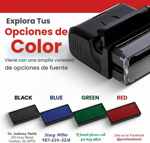 Vista 5 de Promot Sello autoentintado - Sello de goma personalizado de hasta 3 líneas