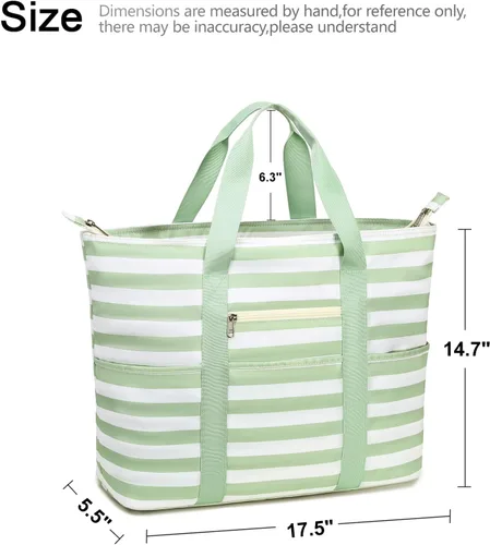 Vista 5 de LEDAOU Bolsa grande de playa para mujer, impermeable, a prueba de arena, con cremallera, bolsa de viaje para gimnasio