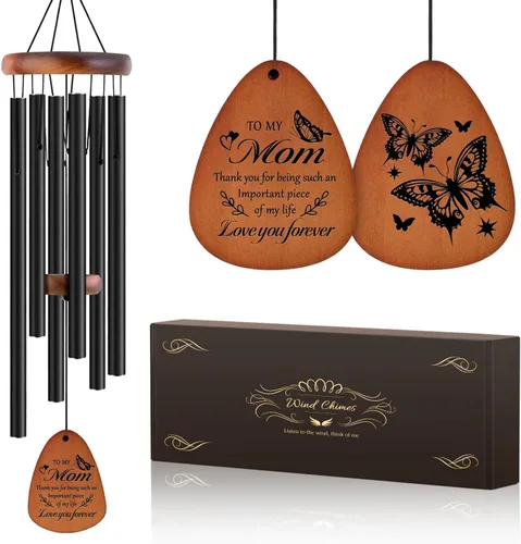 Vista 26 de JOBOSI Ramo de la madre, carillón de viento conmemorativo con tubo negro, regalos decorativos, adecuado para interiores y exteriores, perfecto