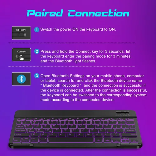 Vista 9 de DTTO Teclado Bluetooth, teclado inalámbrico recargable y funda de cuero de alta calidad con correa de mano incorporada para Samsung Galaxy Tab A8