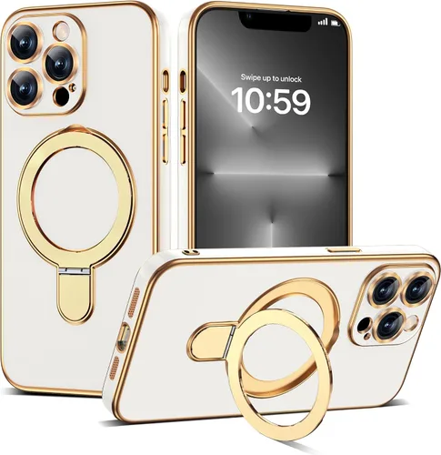Vista 137 de Funda compatible con iPhone 12 con soporte de anillo magnético invisible [compatible con Mag-Safe] [Protector completo de lente de cámara] Funda