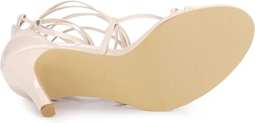Vista 5 de Allegra K Sandalias de tacón de aguja con tiras y cordones para mujer
