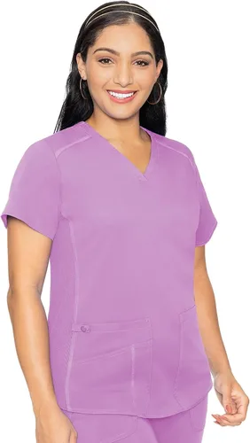 Vista 27 de Med Couture Touch - Camisa médica con cuello en V para mujer Sorbete de albaricoque