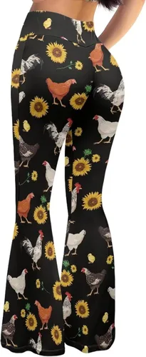 Vista 4 de Suobstales Leggings acampanados de cintura alta para mujer, pantalones de yoga ligeros, pantalones de yoga con corte de bota, tallas S-2XL