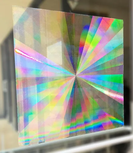 Vista 3 de Rainbow Symphony – Película de ventana atrapasoles arcoíris, película de rejilla de difracción, película adhesiva de vitral para ventana, película