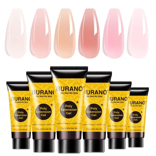 Vista 16 de BURANO - Kit de uñas de gel con extensión de poliacrilato, set de gel constructor de uñas de poliacrilato de 6 colores para principiantes