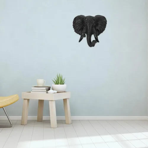 Vista 9 de Luxshiny Decoración de pared de cabeza de elefante, escultura de animales 3D, resina para colgar en la pared, arte africano de vida silvestre