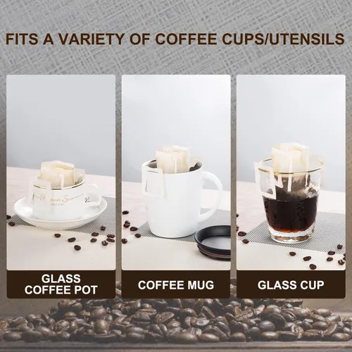 Vista 6 de PARACITY 50 bolsas de filtro de café portátiles con diseño de orejas colgantes, bolsa de papel desechable de filtro de café por goteo de una sola