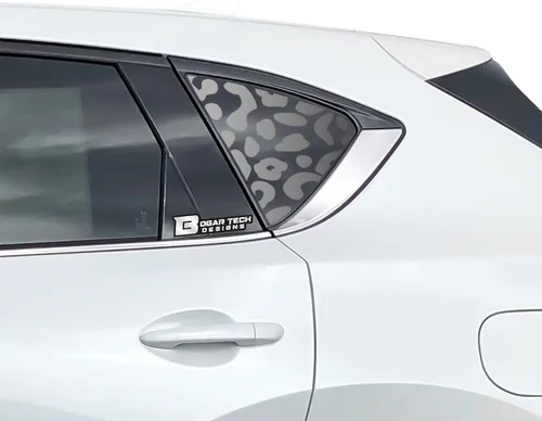 Vista 7 de BOGAR TECH DESIGNS Calcomanías de vinilo precortadas con estampado de vaca de un cuarto de ventana, compatible con Mazda CX5 2022 2023, negro mate