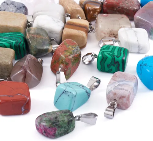Vista 7 de Beadthoven - 24 dijes de piedras preciosas irregulares naturales, piedras curativas mixtas, chakras, reiki, pepita, piedras preciosas para hacer