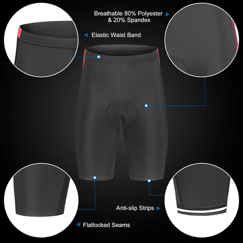 Vista 12 de Lixada Camiseta de ciclismo para hombre de manga corta con pantalones cortos acolchados de secado rápido para verano, ropa corta para bicicleta