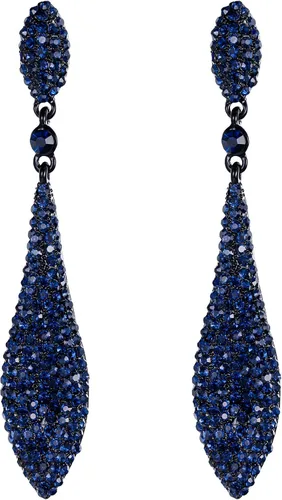 Vista 23 de EVER FAITH Pendientes colgantes de cristal austriaco para boda y baile de graduación, joyería con doble gota de agua para fiestas nupciales con 1