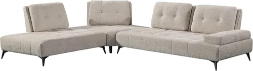 Vista 3 de Betsy Furniture Cómodo sofá seccional en forma de L de microfibra de 128 pulgadas, respaldos ajustables, 9073 (gris claro, sillón izquierdo)