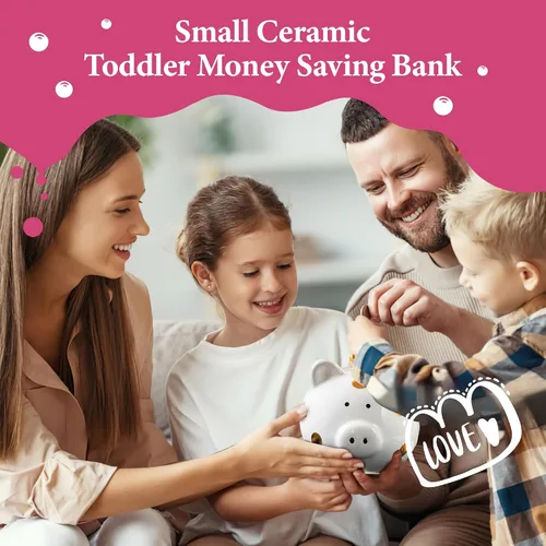 Vista 5 de Alcancía para niñas, pequeño banco de ahorro de dinero de cerámica para niños pequeños, caja de monedas decorativa de porcelana, pequeño contenedor
