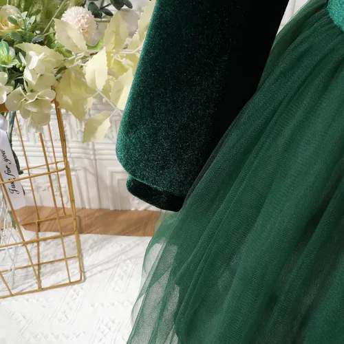 Vista 7 de ODIZLI Vestido de manga larga de terciopelo para niñas pequeñas