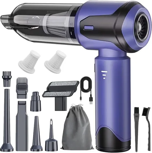 Vista 7 de Aspiradora portátil inalámbrica para automóvil, 20000 PA, 120 W, 4 en 1, aspiradora inalámbrica de mano de alta potencia y plumero de aire, soplador