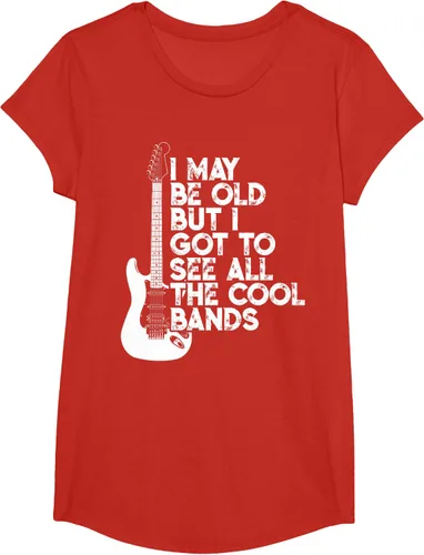 Vista 39 de Camiseta con texto en inglés "I May Be Old But I Got to See All The Cool Bands" Negro