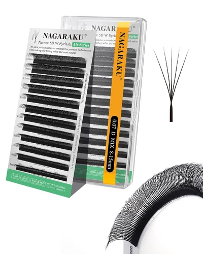 Vista 369 de NAGARAKU Extensiones de pestañas prefabricadas en abanico 3D W 0.05 C 0.315 0.05-C 3D W