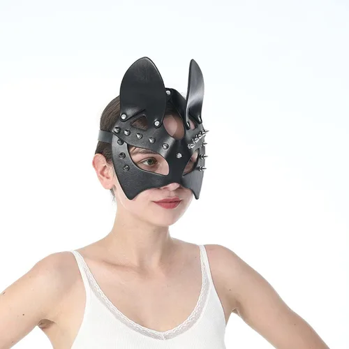 Vista 4 de Mumbobyswim Women Leather Masks Masquerade Party Mask for Cosplay Halloween Costume Accessory